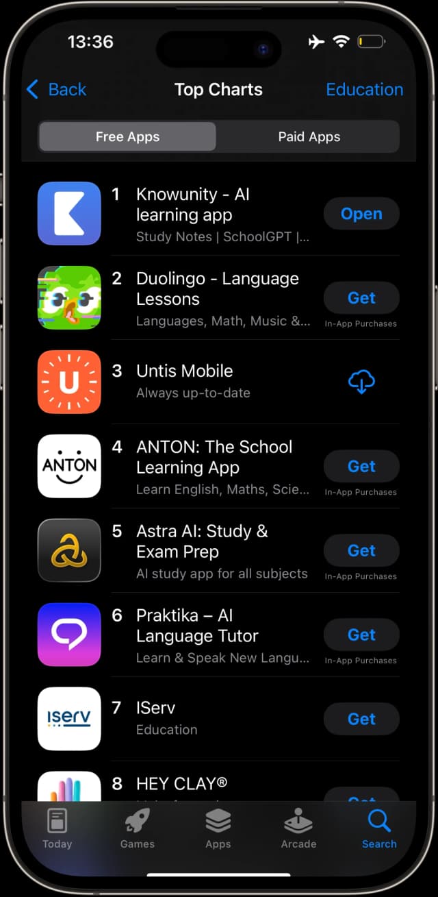 App Store Education Charts