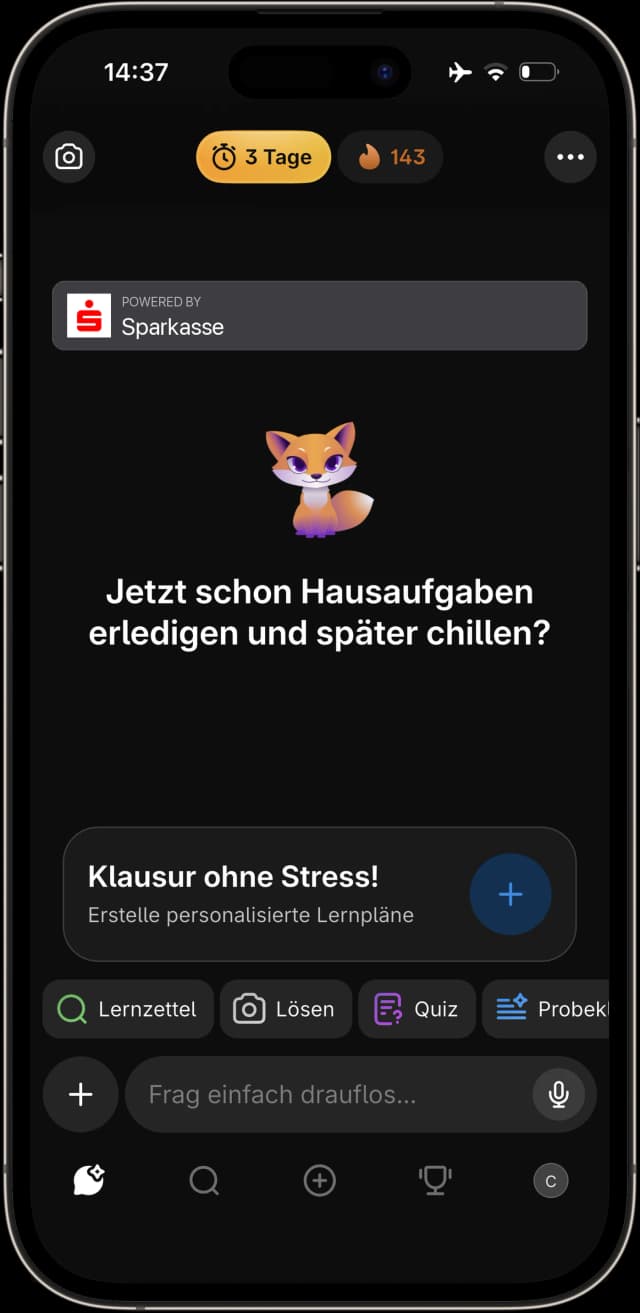Knowunity Pro Homescreen powered by Sparkasse